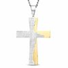 Thumbnail Image 0 of Men's Lord's Prayer Cross Pendant in Stainless Steel and Yellow IP - 24"