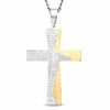 Thumbnail Image 1 of Men's Lord's Prayer Cross Pendant in Stainless Steel and Yellow IP - 24"