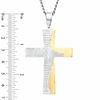 Thumbnail Image 1 of Men's Lord's Prayer Cross Pendant in Stainless Steel and Yellow IP - 24"