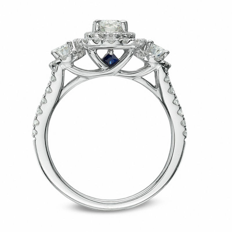 Main Image 3 of Vera Wang Love Collection 1-1/2 CT. T.W. Oval Diamond Three Stone Engagement Ring in 14K White Gold