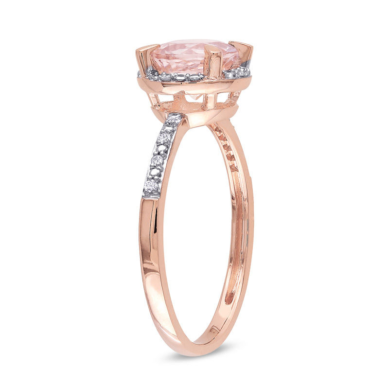 7.0mm Morganite and Diamond Accent Engagement Ring in 10K Rose Gold