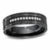 Thumbnail Image 0 of Men's 1/8 CT. T.W. Diamond Wedding Band in Black Stainless Steel