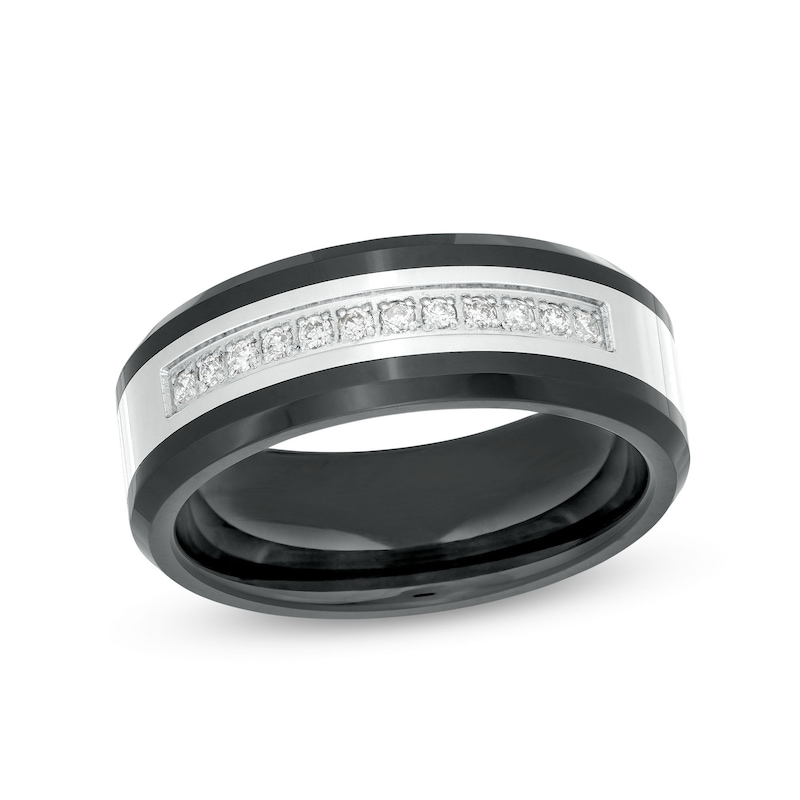 Men's 8.0mm Black Stainless Steel Wedding Band