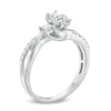 1/2 CT. T.W. Princess-Cut Diamond Three Stone Swirl Ring in 14K White Gold