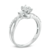 Thumbnail Image 1 of 1/2 CT. T.W. Princess-Cut Diamond Three Stone Swirl Ring in 14K White Gold