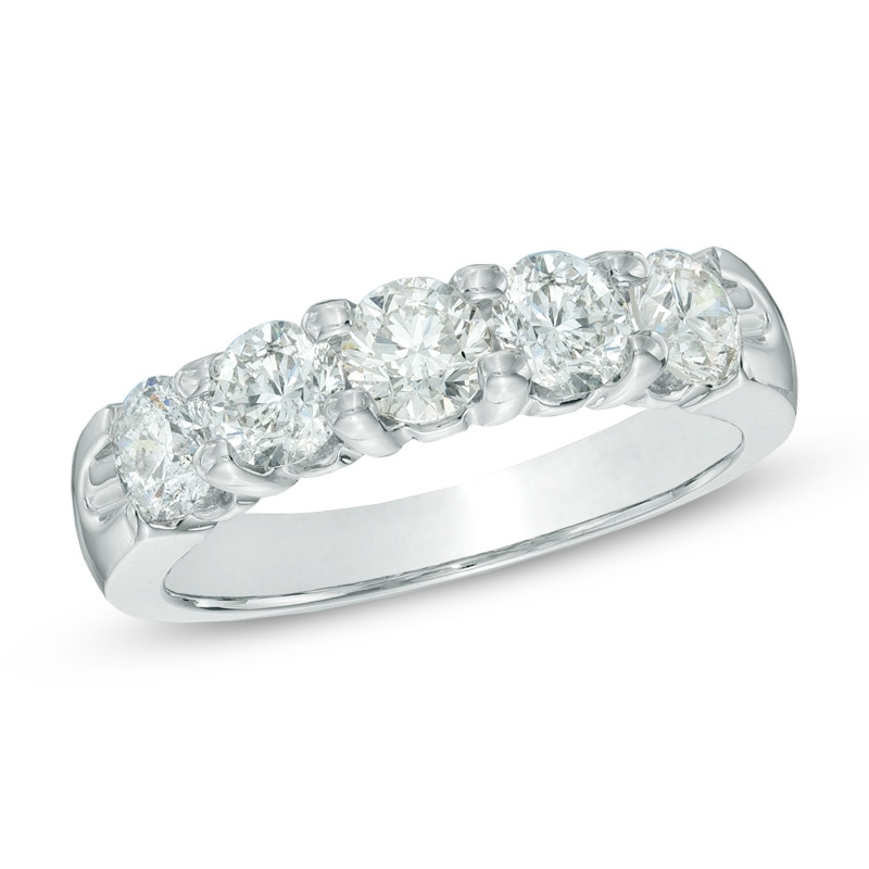 Main Image 1 of 1-1/2 CT. T.W. Diamond Five Stone Band in 14K White Gold