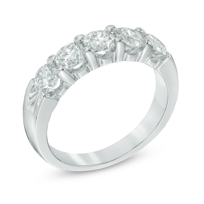 Main Image 2 of 1-1/2 CT. T.W. Diamond Five Stone Band in 14K White Gold