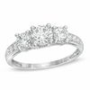 Thumbnail Image 1 of Lab-Created White Sapphire Three Stone Ring in 10K White Gold