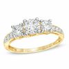 Thumbnail Image 1 of White Lab-Created Sapphire Channel Three Stone Ring in 10K Gold