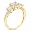 Thumbnail Image 1 of Princess-Cut Lab-Created White Sapphire Three Stone Ring in 10K Gold