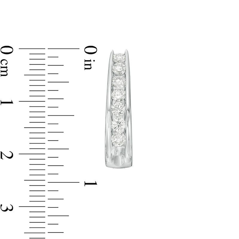 Main Image 2 of 1 CT. T.W. Diamond Horseshoe Hoop Earrings in 14K White Gold