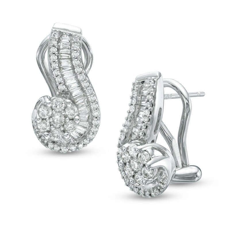 1 CT. T.W. Diamond Drop Earrings in 14K White Gold