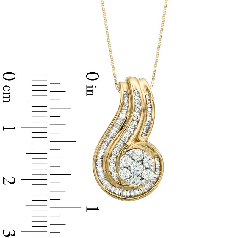 3/4 CT. T.W. Diamond Swirl Cluster Pendant in 14K Gold