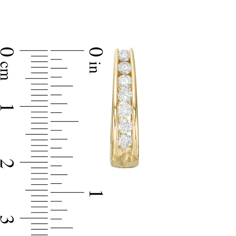 Main Image 2 of 1 CT. T.W. Diamond Horseshoe Hoop Earrings in 14K Gold