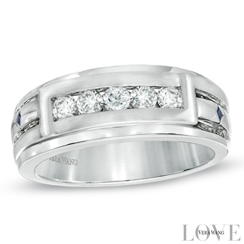 Main Image 1 of Vera Wang Men's 1/2 CT. T.W. Diamond Wedding Band in 14K White Gold