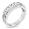 Thumbnail Image 2 of Vera Wang Men's 1/2 CT. T.W. Diamond Slant Wedding Band in 14K White Gold