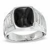 Thumbnail Image 0 of Men's Cushion-Cut Onyx and Diamond Accent Ring in Sterling Silver