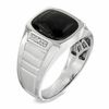 Thumbnail Image 1 of Men's Cushion-Cut Onyx and Diamond Accent Ring in Sterling Silver