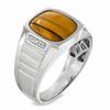 Thumbnail Image 1 of Men's Cushion-Cut Tiger's Eye and Diamond Accent Ring in Sterling Silver