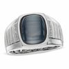 Thumbnail Image 0 of Men's Cushion-Cut Simulated Grey Hawk's Eye Ring in Sterling Silver