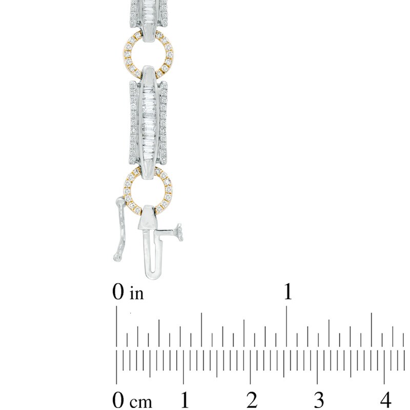 3 CT. T.W. Diamond Circle Link Bracelet in 10K Two-Tone Gold - 7.25"
