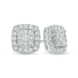 1/2 CT. T.W. Diamond Square Cluster Stud Earrings in 10K White Gold