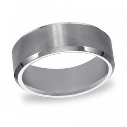 Triton's 8.0mm Comfort Fit Beveled Edge Wedding Band in Tungsten