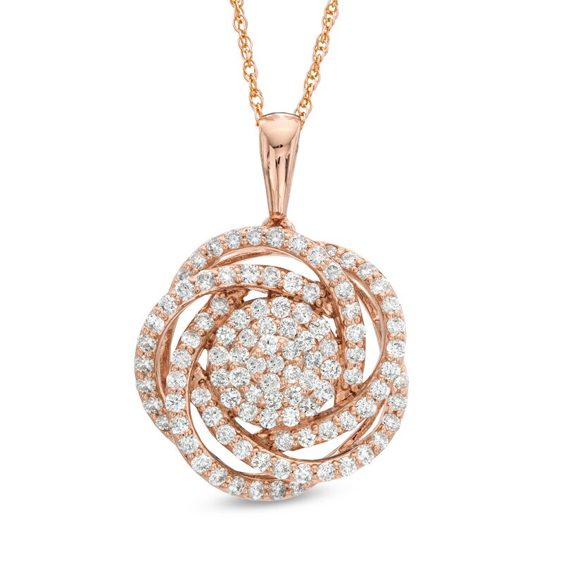 Main Image 1 of 1 CT. T.W. Diamond Composite Rose Pendant in 14K Rose Gold