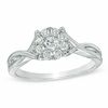 Thumbnail Image 0 of 1/3 CT. T.W. Diamond Cluster Twist Shank Engagement Ring in 10K White Gold