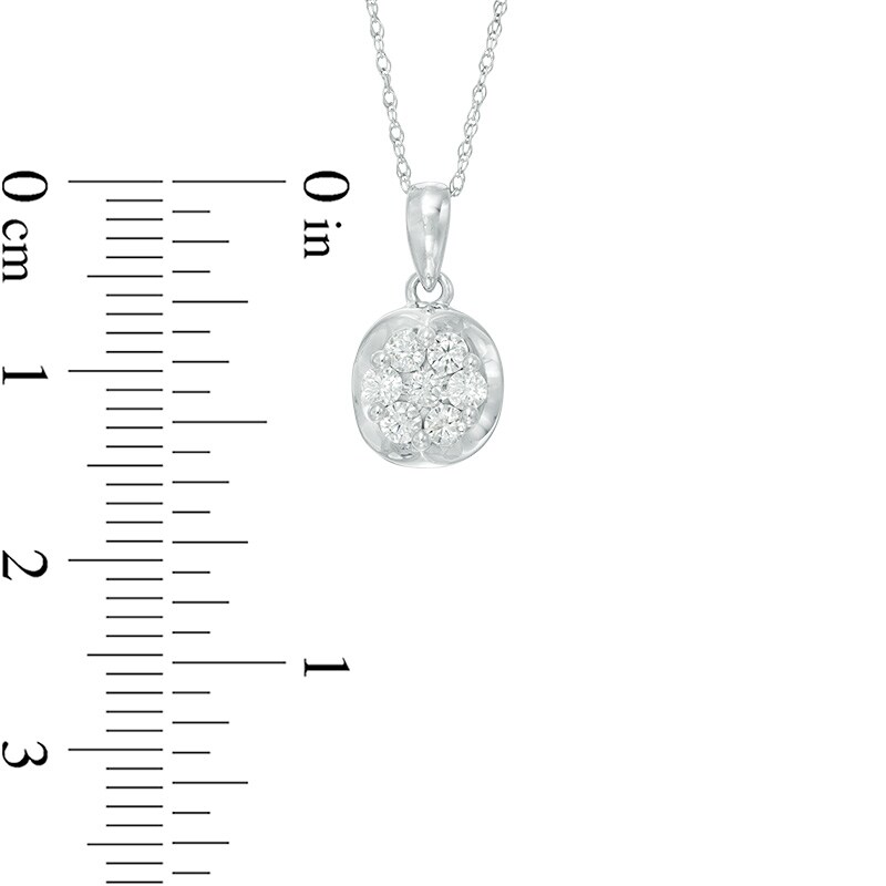 Main Image 2 of 1/4 CT. T.W. Diamond Cluster Pendant in 14K White Gold