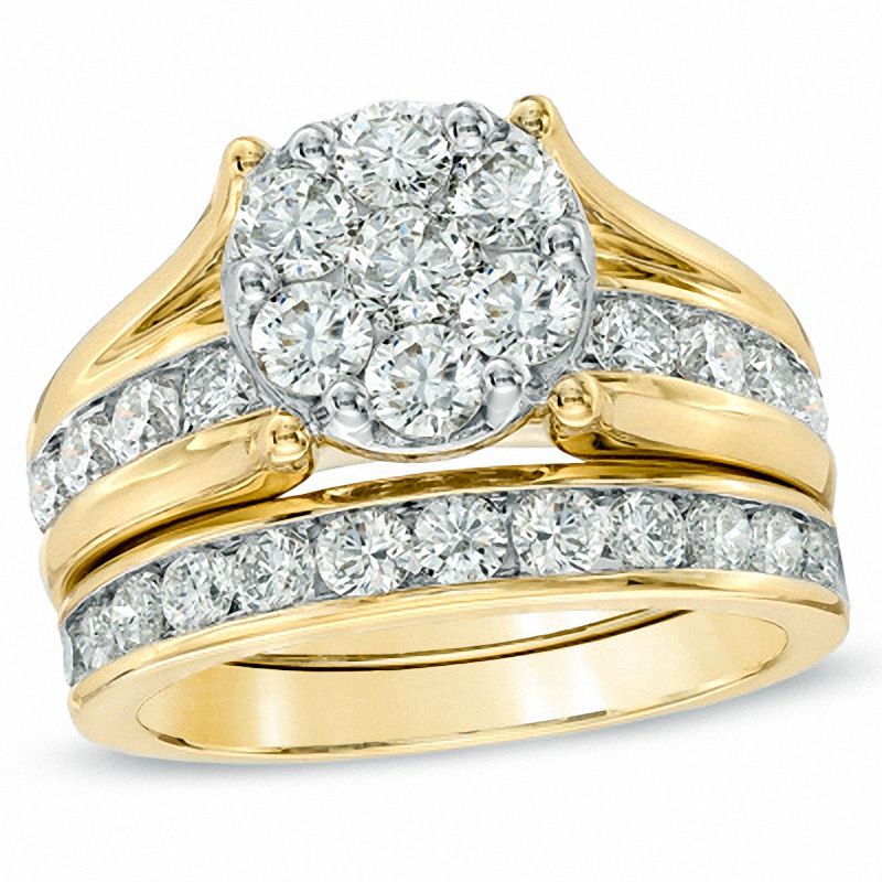 2-1/2 CT. T.W. Diamond Flower Cluster Bridal Set in 14K Gold