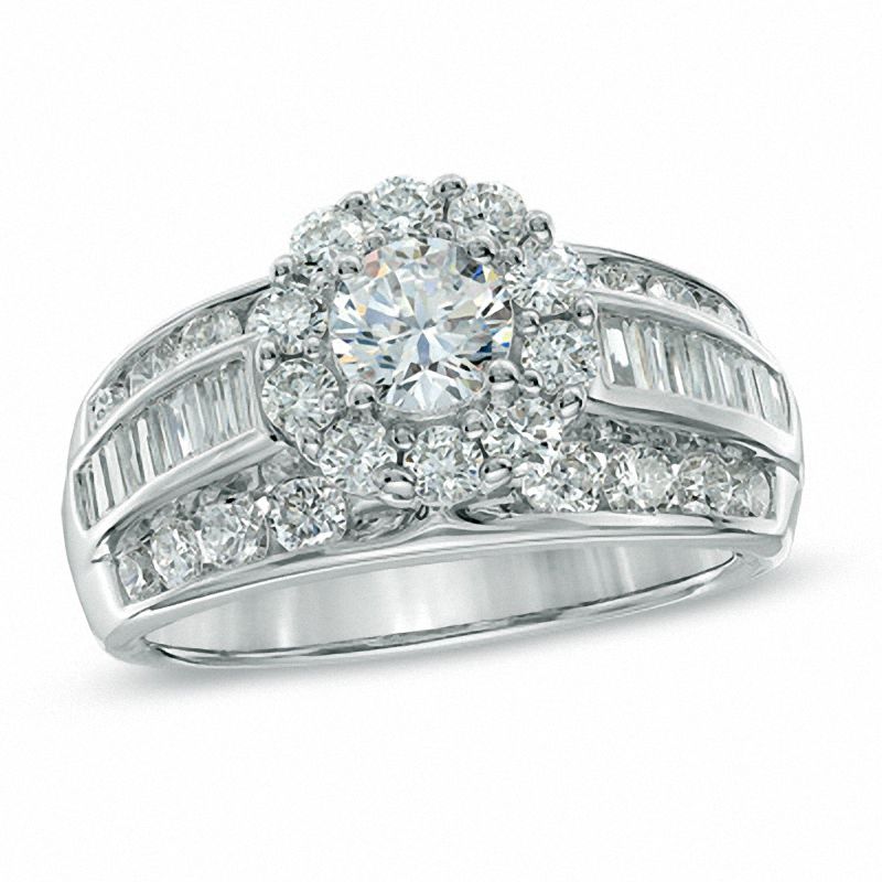 Main Image 1 of 2 CT. T.W. Diamond Frame Engagement Ring in 14K White Gold