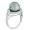 Thumbnail Image 2 of 12.0mm Tahitian Cultured Pearl and 5/8 CT. T.W. Diamond Ring in 14K White Gold