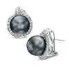 Thumbnail Image 1 of 11.0mm Tahitian Cultured Pearl and 3/4 CT. T.W. Diamond Drop Earrings in 14K White Gold