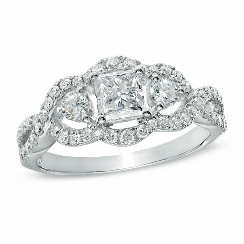 Main Image 1 of 1-1/4 CT. T.W. Princess-Cut Diamond Engagement Ring in 14K White Gold