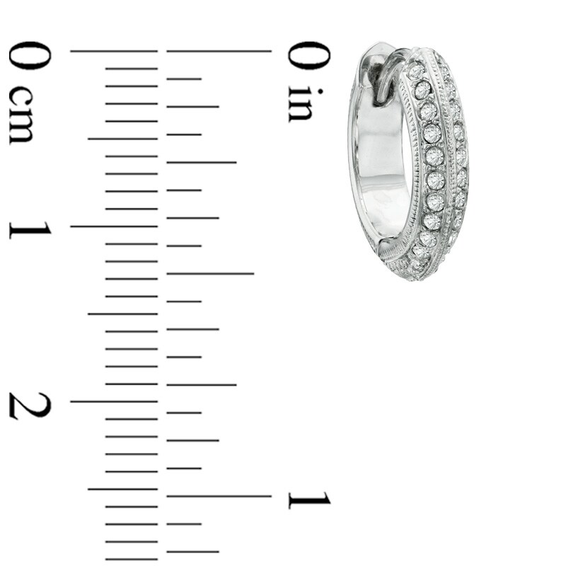 Main Image 2 of Small Crystal Hoop Earrings in White Rhodium Brass