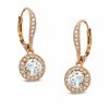Thumbnail Image 1 of Cubic Zirconia and Crystal Drop Earrings in Rose Rhodium Brass
