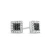 Thumbnail Image 1 of 1/10 CT. T.W. Enhanced Black and White Diamond Square Frame Stud Earrings in 10K White Gold