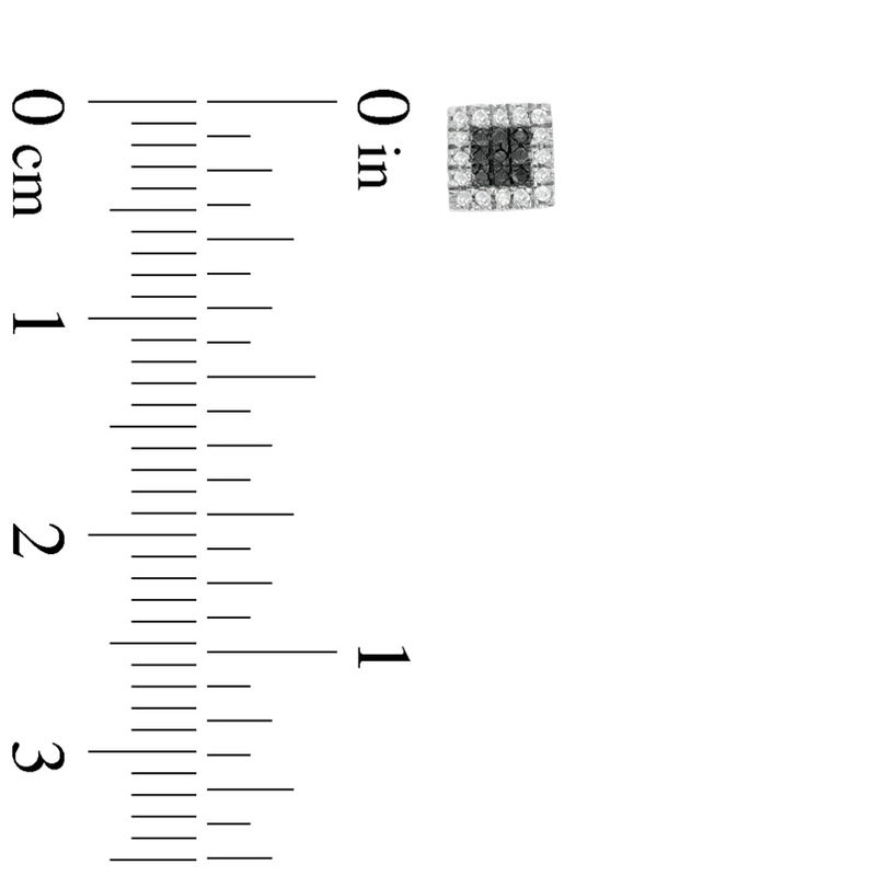 Main Image 2 of 1/10 CT. T.W. Enhanced Black and White Diamond Square Frame Stud Earrings in 10K White Gold