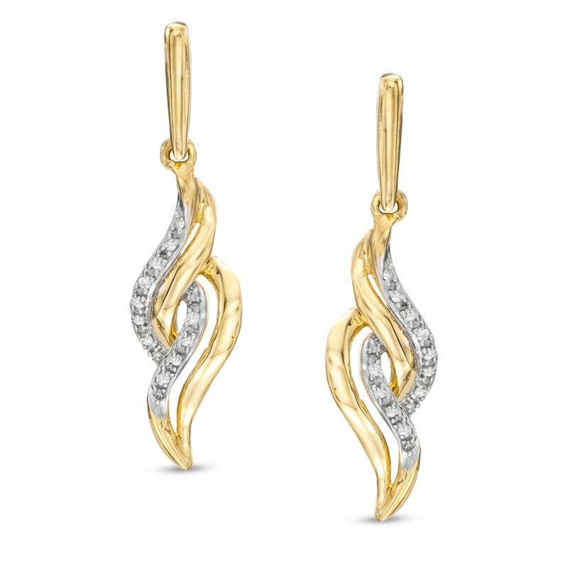 Diamond Accent Flame Drop Earrings in 10K Gold