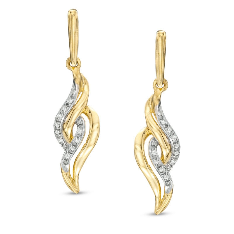Main Image 1 of Diamond Accent Flame Drop Earrings in 10K Gold