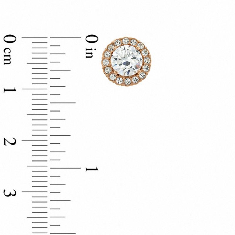 Cubic Zirconia and Crystal Stud Earrings in Rose Rhodium Brass