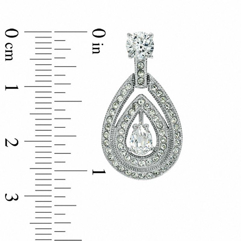 Main Image 2 of Teardrop-Shaped Cubic Zirconia and Crystal Drop Earrings in White Rhodium Brass