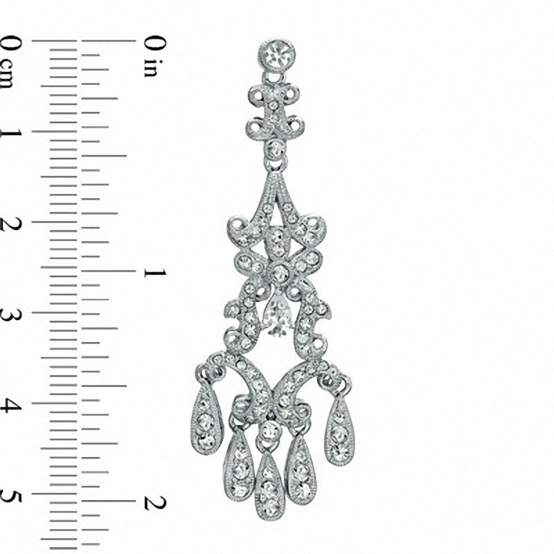 Crystal Chandelier Drop Earrings in White Rhodium Brass