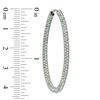 Crystal Inside-Out Oval Hoop Earrings in White Rhodium Brass