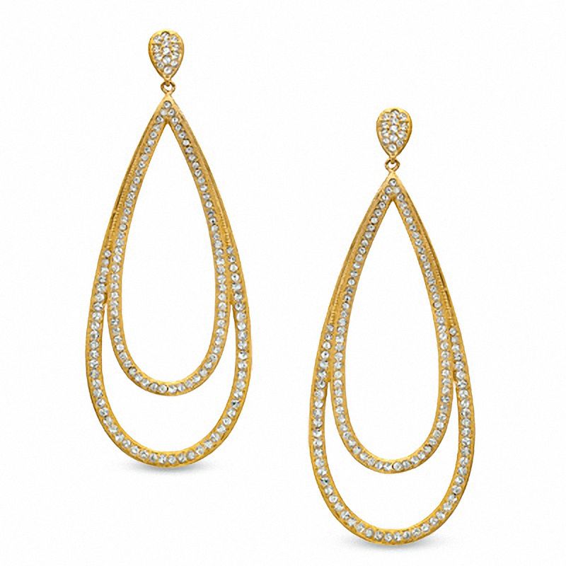 Main Image 1 of Crystal Teardrop-Shaped Earrings in Brass with 18K Gold Plate