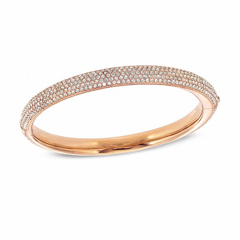 Main Image 1 of Crystal Slip On Bangle in Rose Rhodium Brass