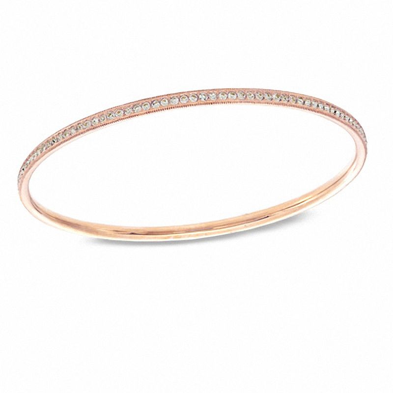 Main Image 1 of Crystal Bangle in Rose Rhodium Brass - 7.5"