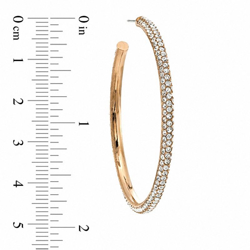 Main Image 2 of Crystal Large Hoop Earrings in Rose Rhodium Brass