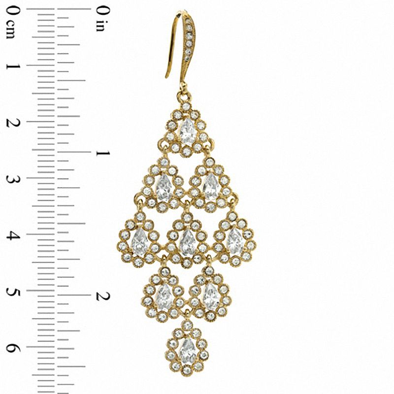 Cubic Zirconia and Crystal Tiered Drop Earrings in Brass with 18K Gold Plate